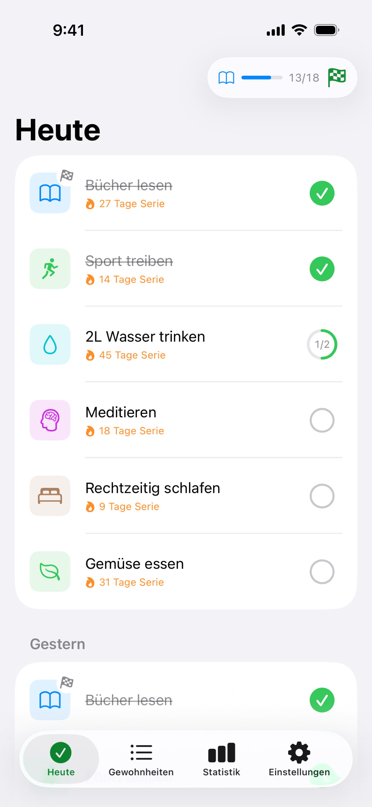 Habit Heute-Bildschirm