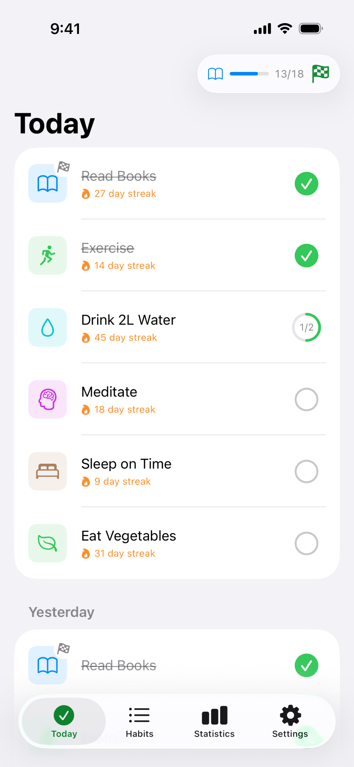 Habit today screen