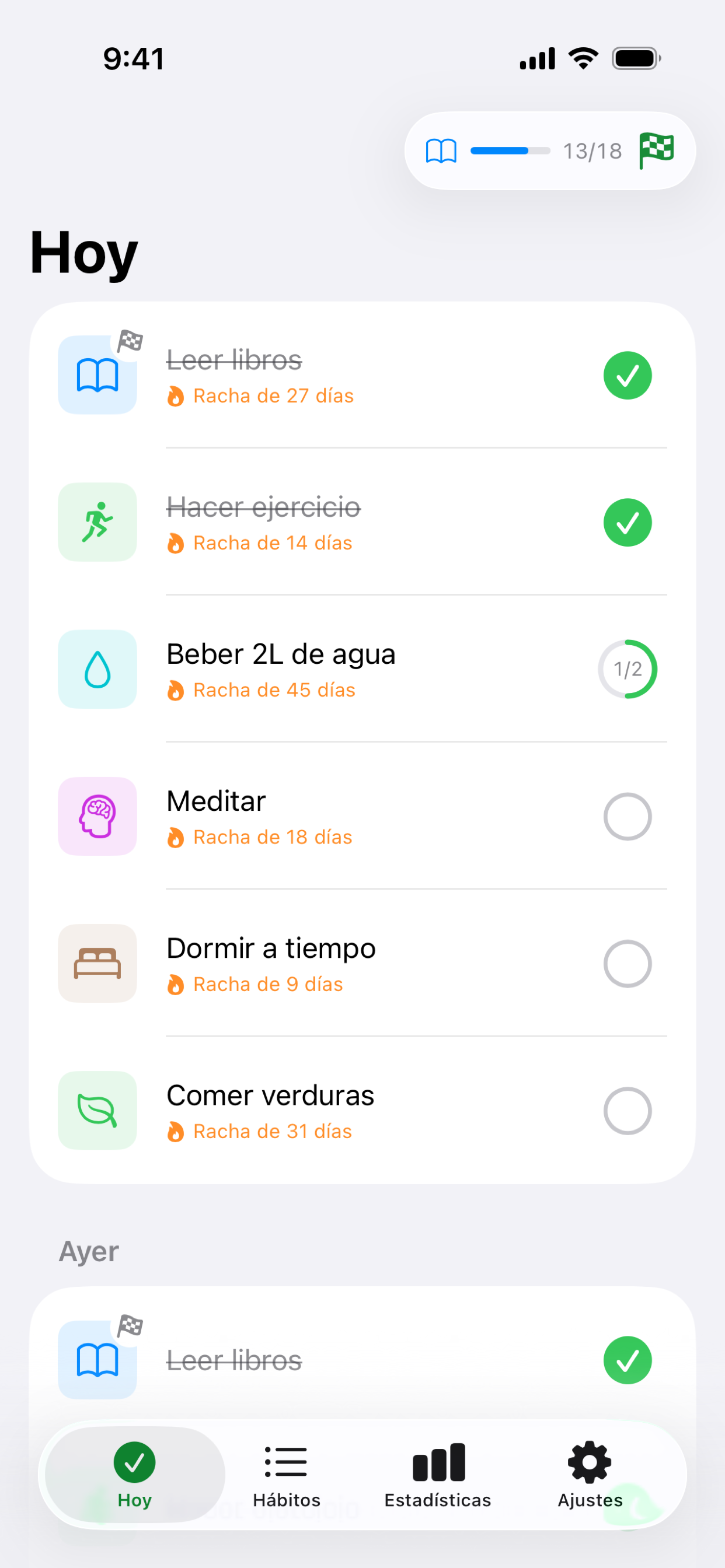 Pantalla Hoy de Habit