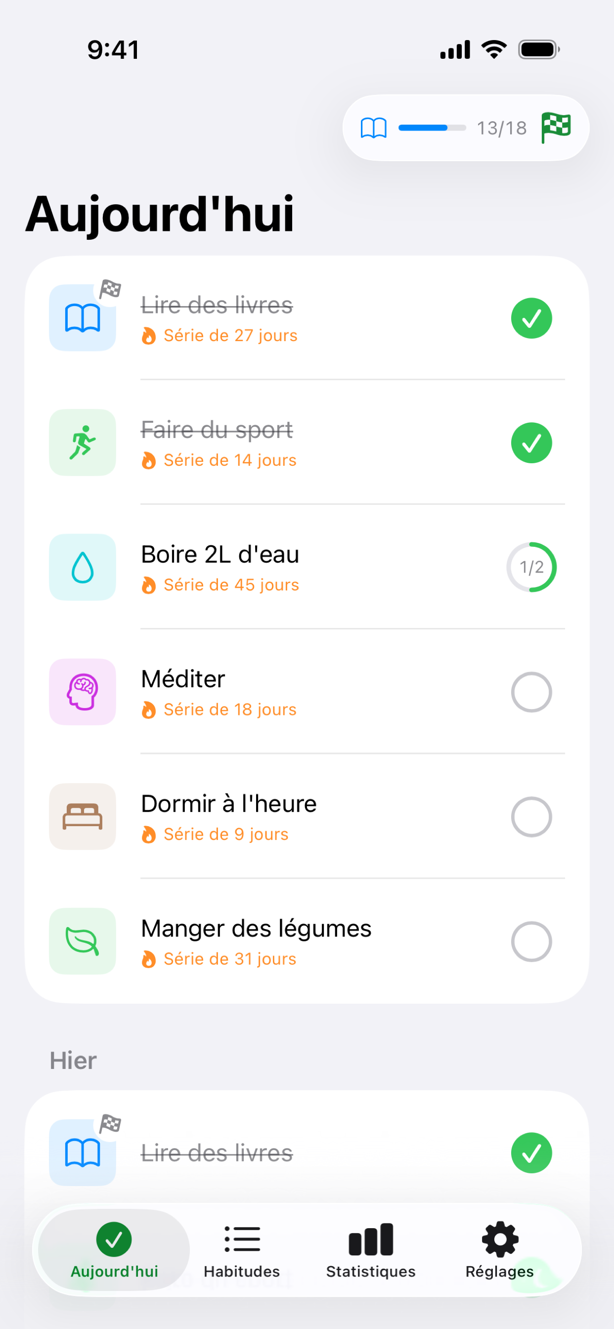 Écran Aujourd'hui de Habit