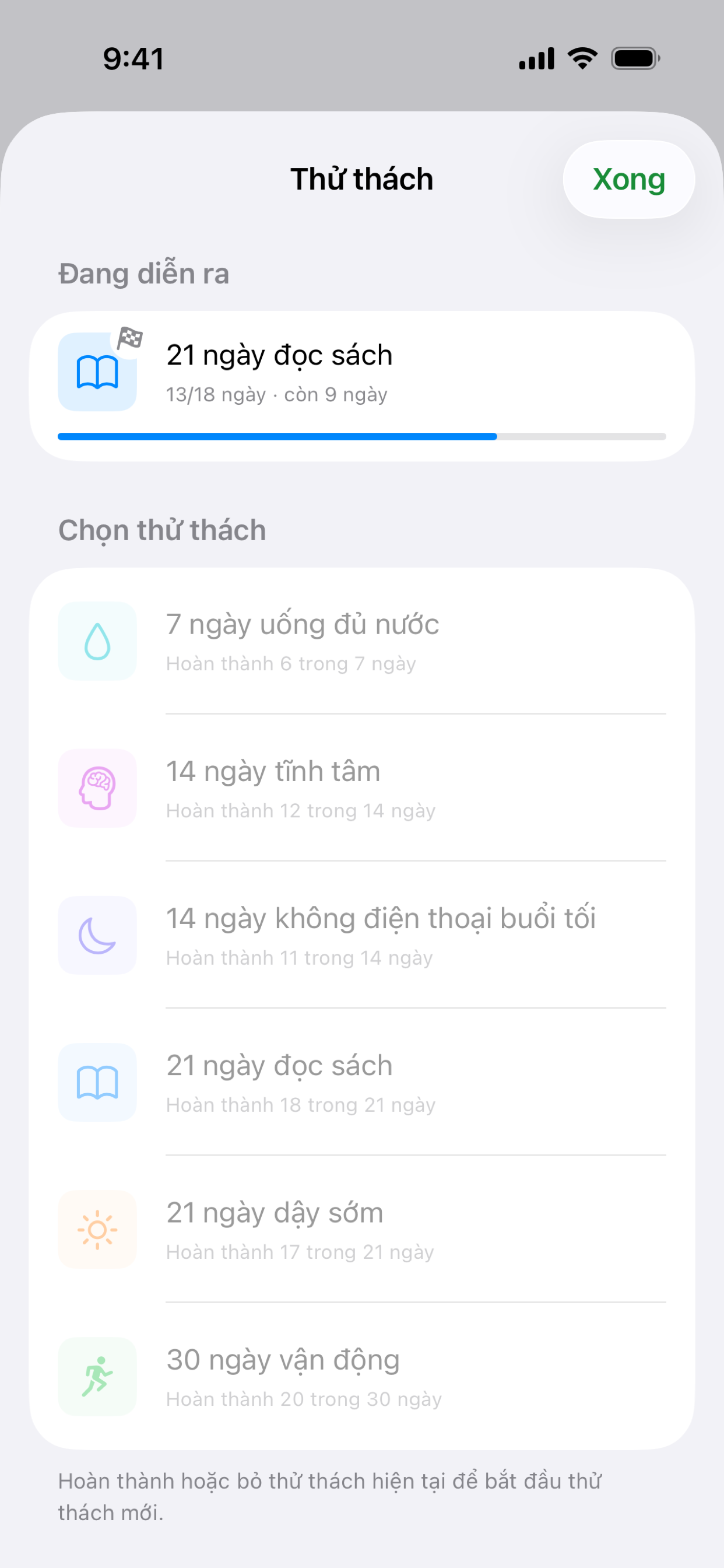 Habit màn hình thử thách